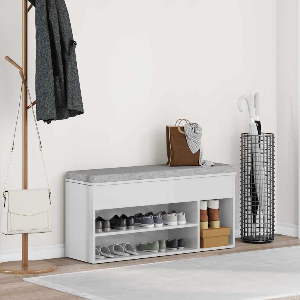 Shoe Bench High gloss white Engineered wood Standard Shoe Bench