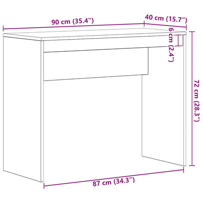 Desk Black Oak 35.4x15.7x28.3" Engineered Wood