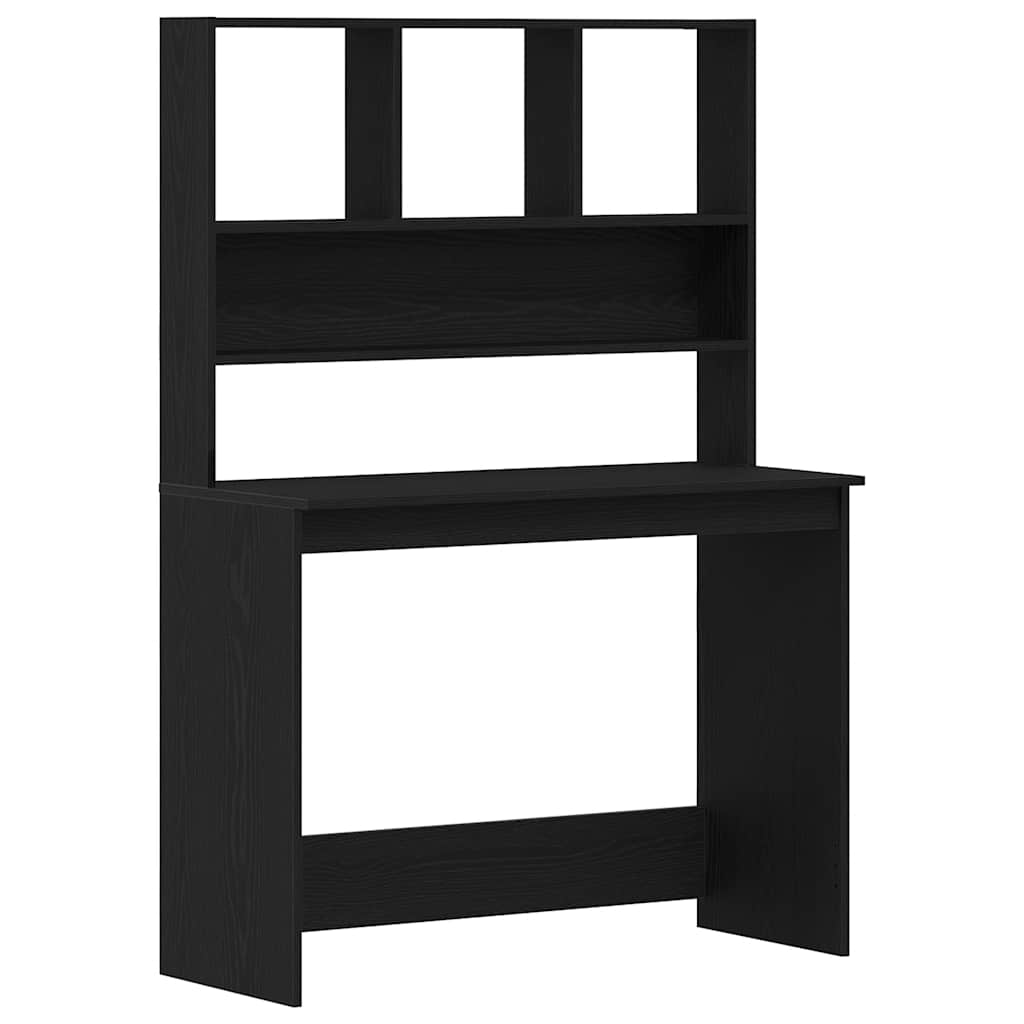 Desk with Shelves Black Oak 40.2x17.7x58.3" Engineered Wood