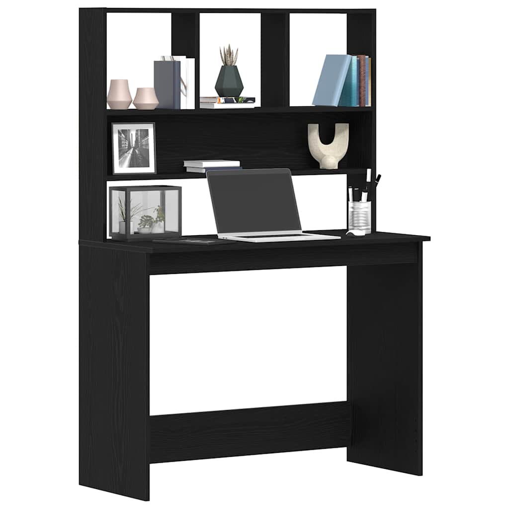 Desk with Shelves Black Oak 40.2x17.7x58.3" Engineered Wood