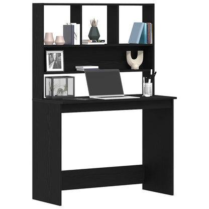 Desk with Shelves Black Oak 40.2x17.7x58.3" Engineered Wood
