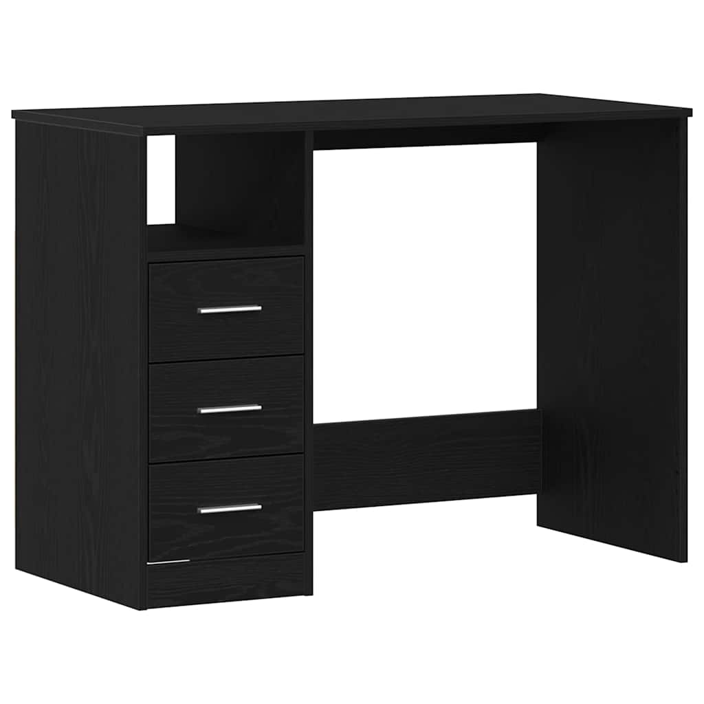 Desk with Drawers Black Oak 40.2x19.7x29.9" Engineered Wood