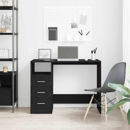 Desk with Drawers Black Oak 40.2x19.7x29.9" Engineered Wood