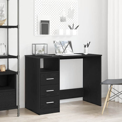 Desk with Drawers Black Oak 40.2x19.7x29.9" Engineered Wood