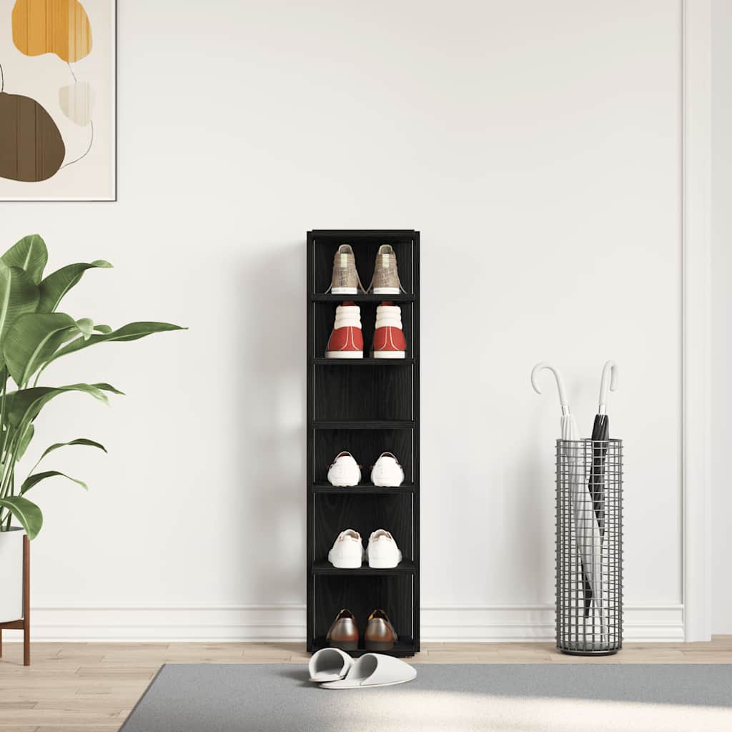 Shoe Cabinet Black Oak 9.8x10.6x40.2" Engineered Wood