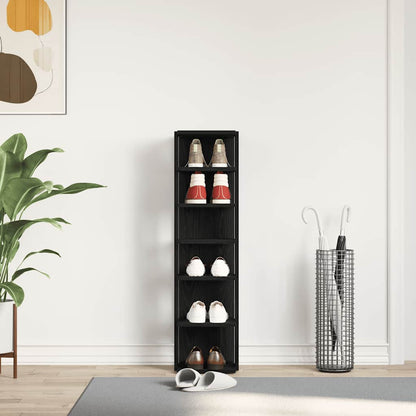 Shoe Cabinet Black Oak 9.8x10.6x40.2" Engineered Wood