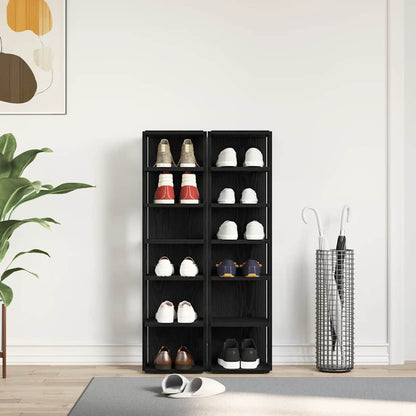 Shoe Cabinets 2 pcs Black Oak 9.8x10.6x40.2" Engineered Wood