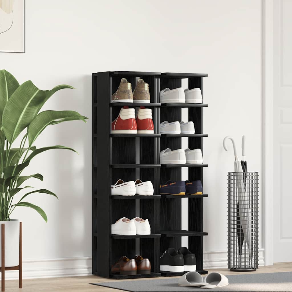 Shoe Cabinets 2 pcs Black Oak 9.8x10.6x40.2" Engineered Wood