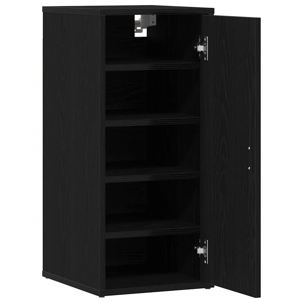 Shoe Cabinet Black Oak Engineered Wood Small Wall mounting