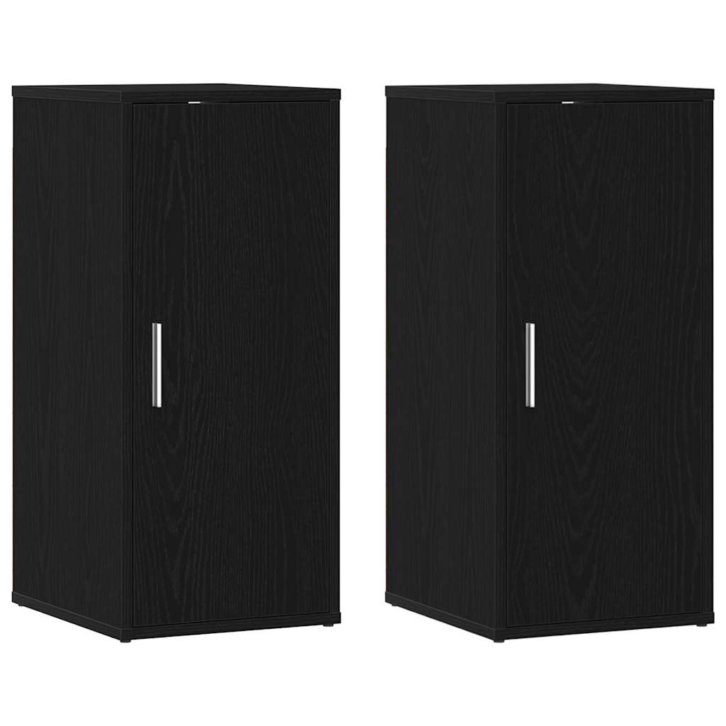 Shoe Cabinet Set of 2 Black Oak Engineered Wood Compact