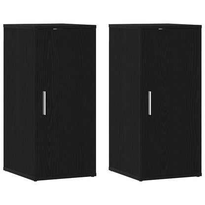 Shoe Cabinet Set of 2 Black Oak Engineered Wood Compact