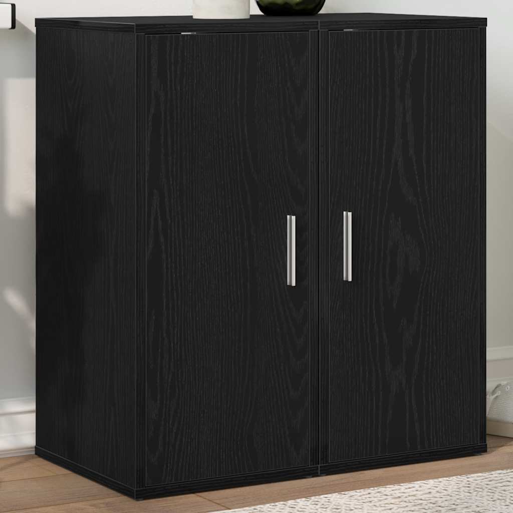 Shoe Cabinet Set of 2 Black Oak Engineered Wood Compact