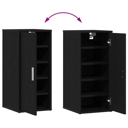 Shoe Cabinet Set of 2 Black Oak Engineered Wood Compact