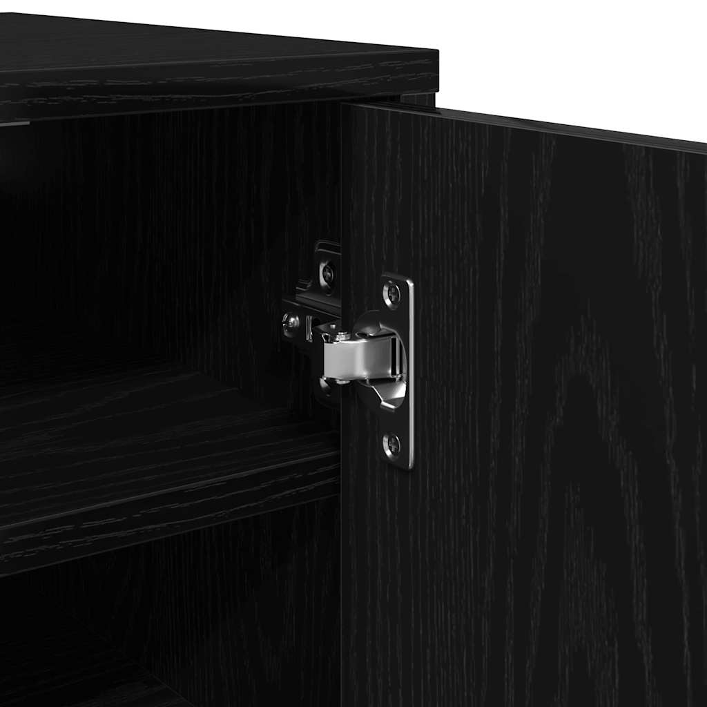 Shoe Cabinet Set of 2 Black Oak Engineered Wood Compact