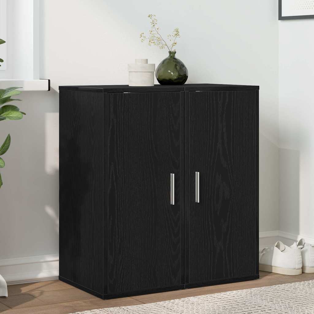 Shoe Cabinet Set of 2 Black Oak Engineered Wood Compact