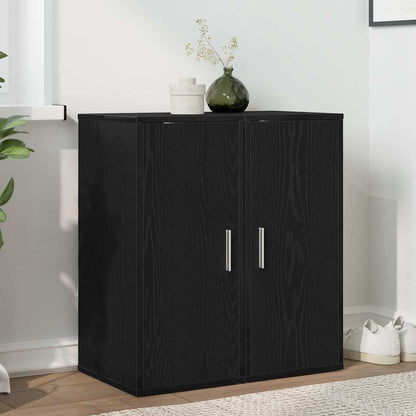 Shoe Cabinet Set of 2 Black Oak Engineered Wood Compact
