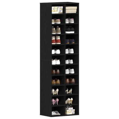 Shoe Cabinet Black Oak Engineered Wood Slim Shoe Cabinet