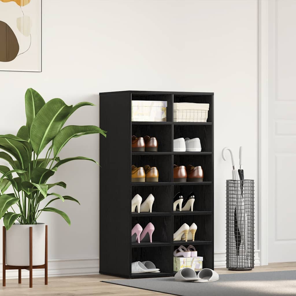 Shoe Rack Black oak Engineered wood 21.3 x 13.4 x 39.6 in