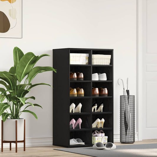 Shoe Rack Black oak Engineered wood 21.3 x 13.4 x 39.6 in
