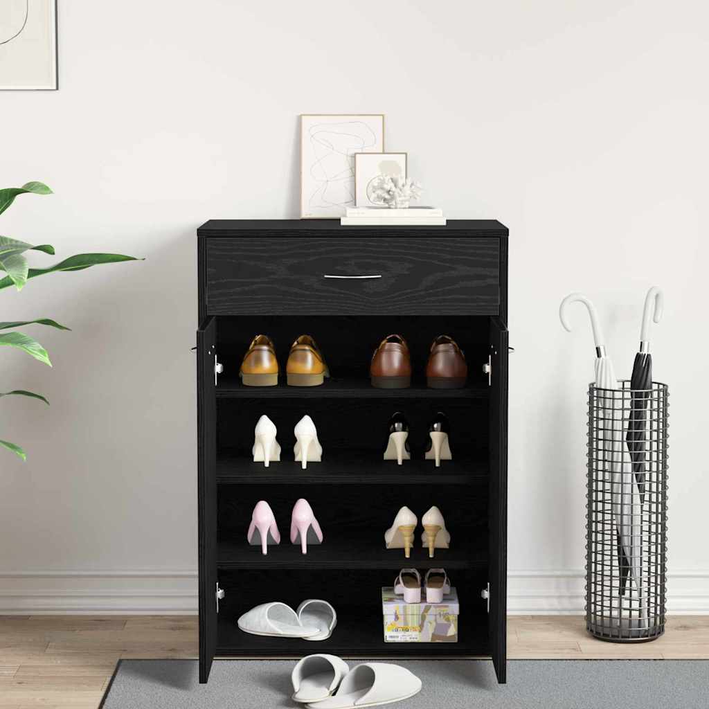 Shoe Rack Black Oak 23.62 x 13.78 x 33.07 in Engineered Wood