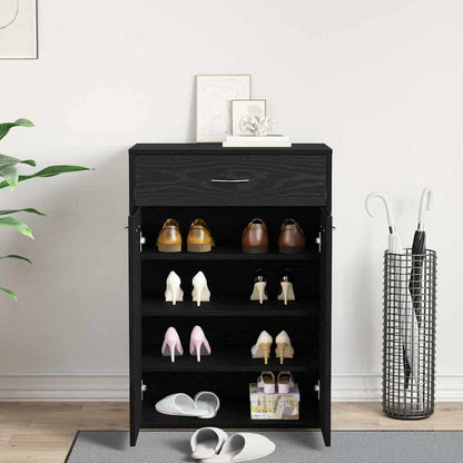 Shoe Rack Black Oak 23.62 x 13.78 x 33.07 in Engineered Wood
