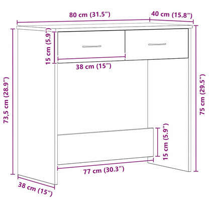 Desk Black Oak 31.50 x 15.75 x 29.53 in Engineered Wood