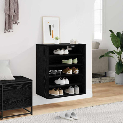 Shoe Cabinet Black Oak 23.62 x 13.78 x 27.56 in Engineered Wood