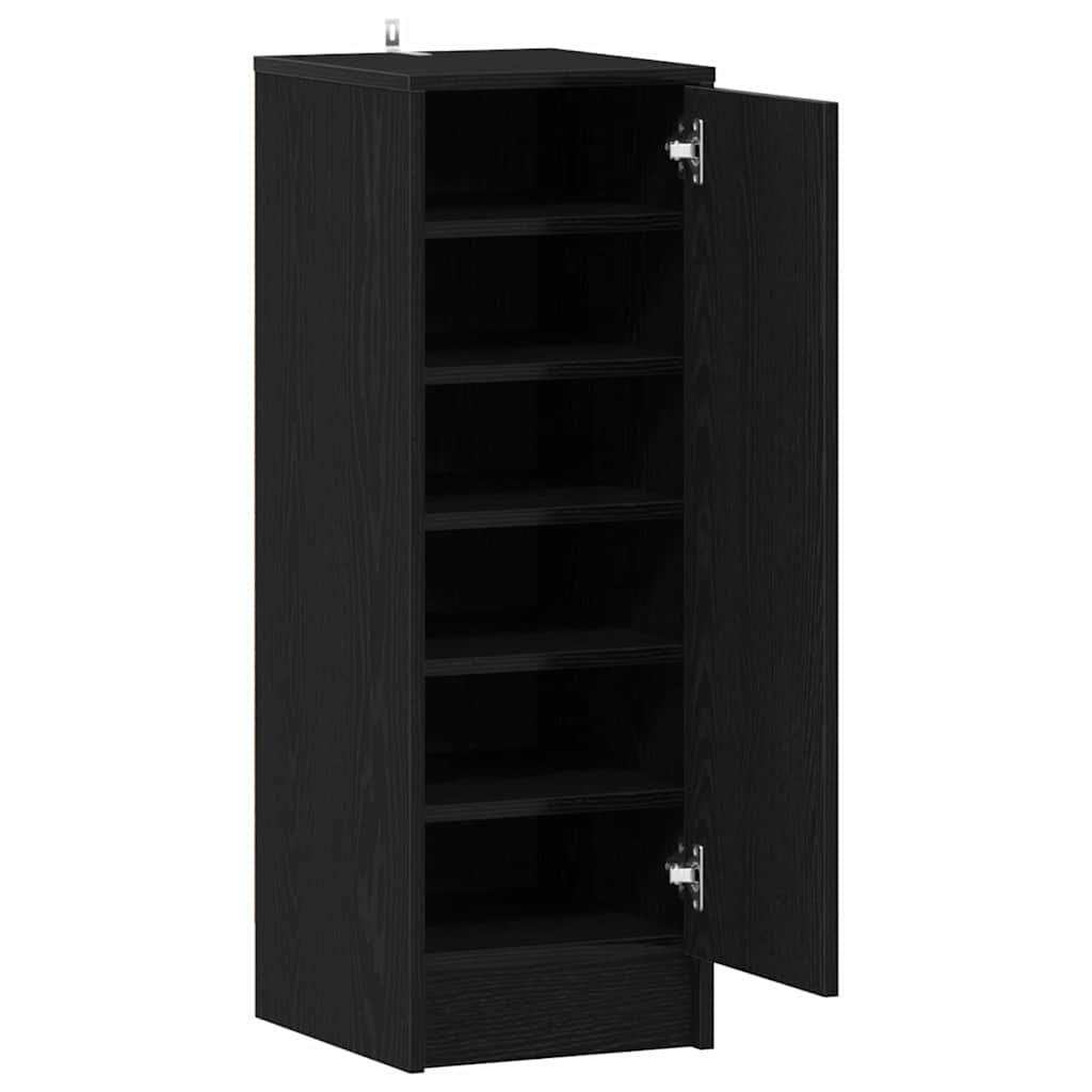 Shoe Cabinet Black Oak 12.60 x 13.78 x 36.22 in Engineered Wood
