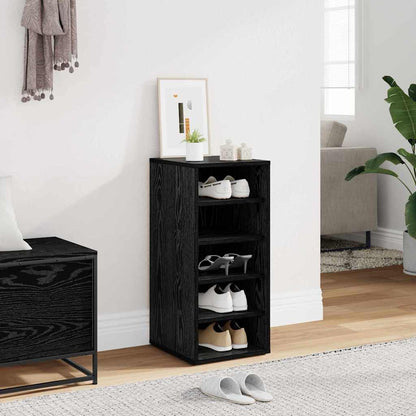 Shoe Cabinet Black Oak 12.60 x 13.78 x 27.56 in Engineered Wood
