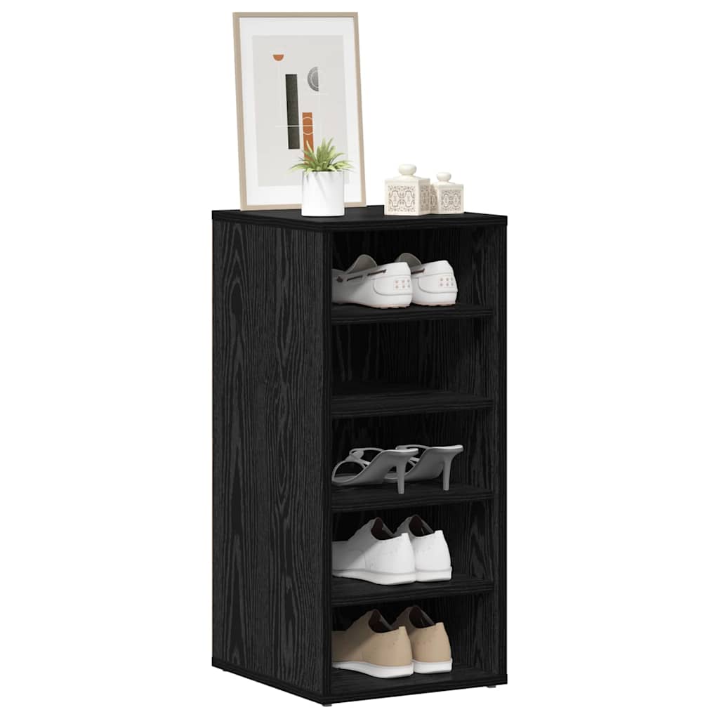 Shoe Cabinet Black Oak 12.60 x 13.78 x 27.56 in Engineered Wood