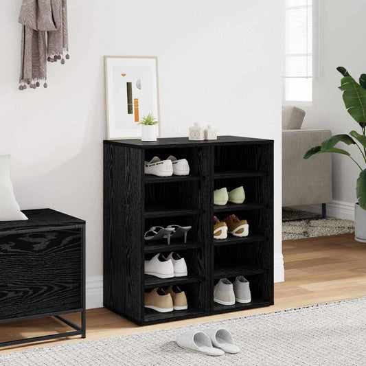 Shoe Cabinet 2 pcs Black Oak 12.60 x 13.78 x 27.56 in