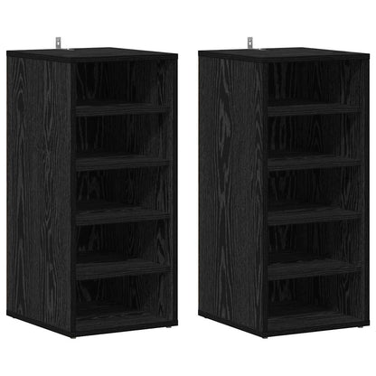 Shoe Cabinet 2 pcs Black Oak 12.60 x 13.78 x 27.56 in