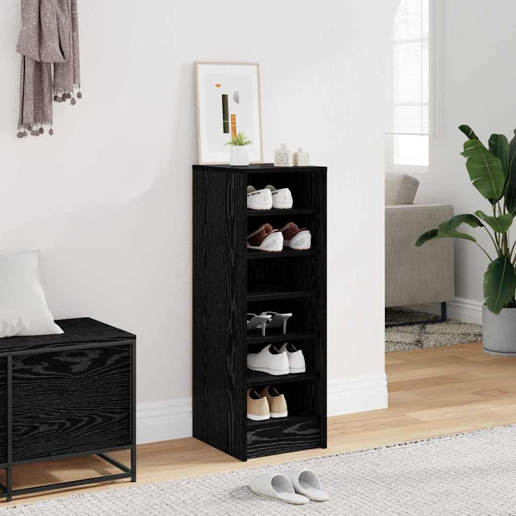 Shoe Cabinet Black Oak 12.60 x 13.78 x 35.43 in Engineered Wood