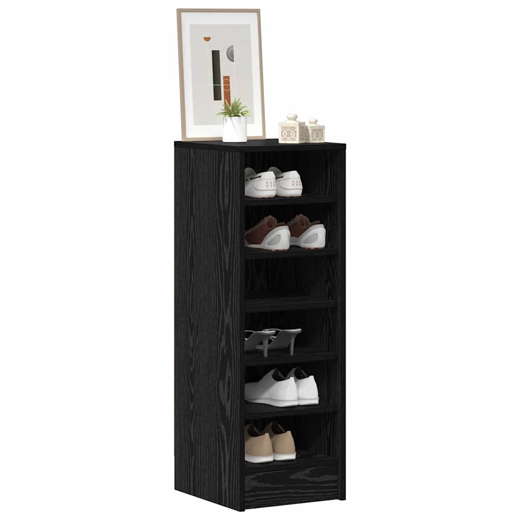 Shoe Cabinet Black Oak 12.60 x 13.78 x 35.43 in Engineered Wood