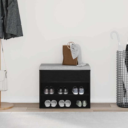 Shoe Bench Black Oak 23.62 x 11.81 x 17.72 in Engineered Wood