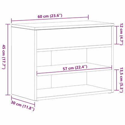 Shoe Bench Black Oak 23.62 x 11.81 x 17.72 in Engineered Wood