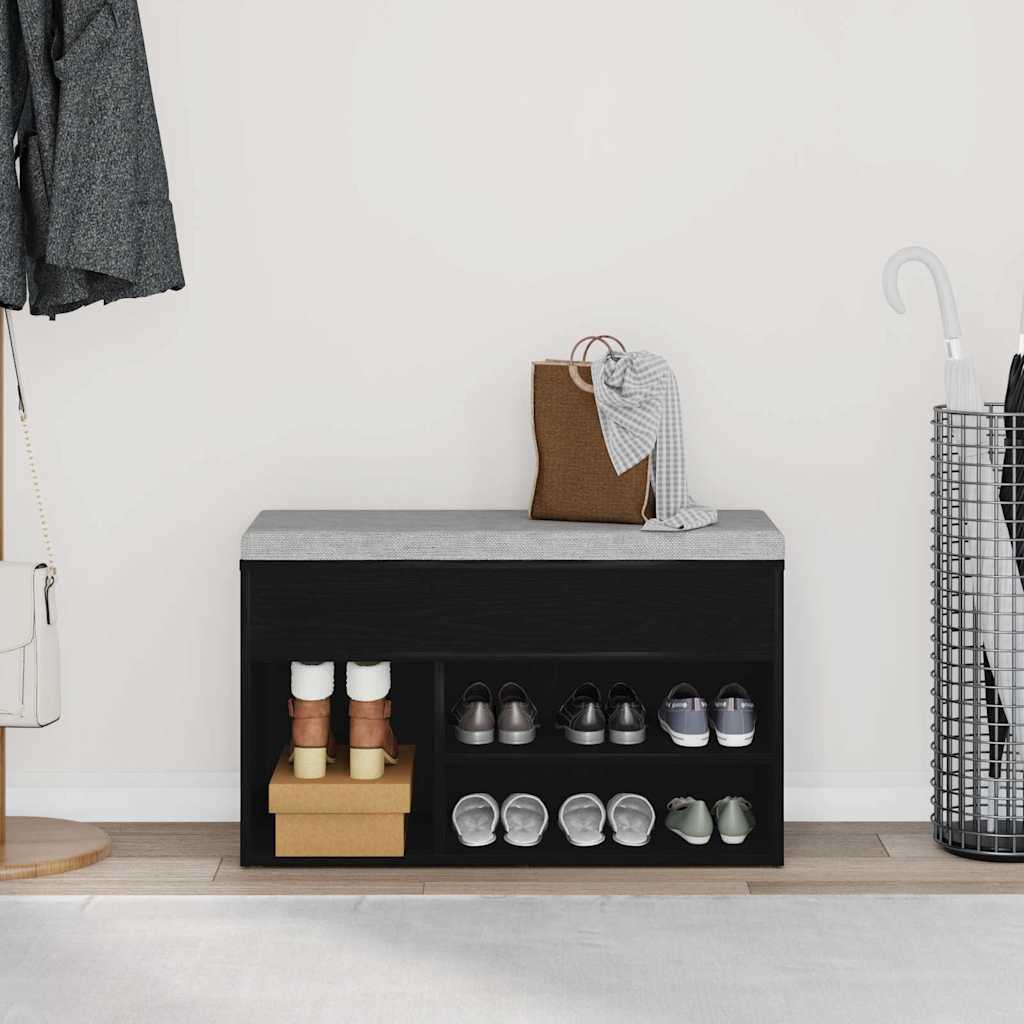 Shoe Bench Black Oak 31.50 x 11.81 x 17.72 in Engineered Wood