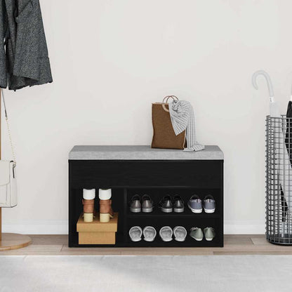 Shoe Bench Black Oak 31.50 x 11.81 x 17.72 in Engineered Wood