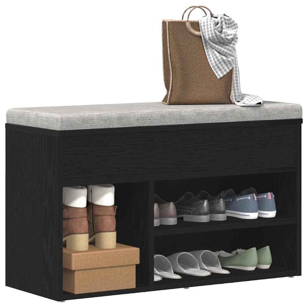 Shoe Bench Black Oak 31.50 x 11.81 x 17.72 in Engineered Wood