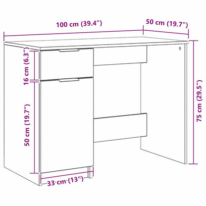 Desk Black Oak 39.37 x 19.69 x 29.53 in Engineered Wood
