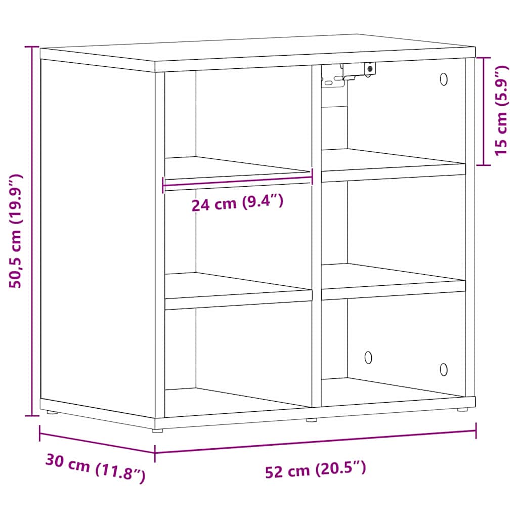 Shoe Cabinet Black Oak 20.47 x 11.81 x 19.88 in Engineered Wood