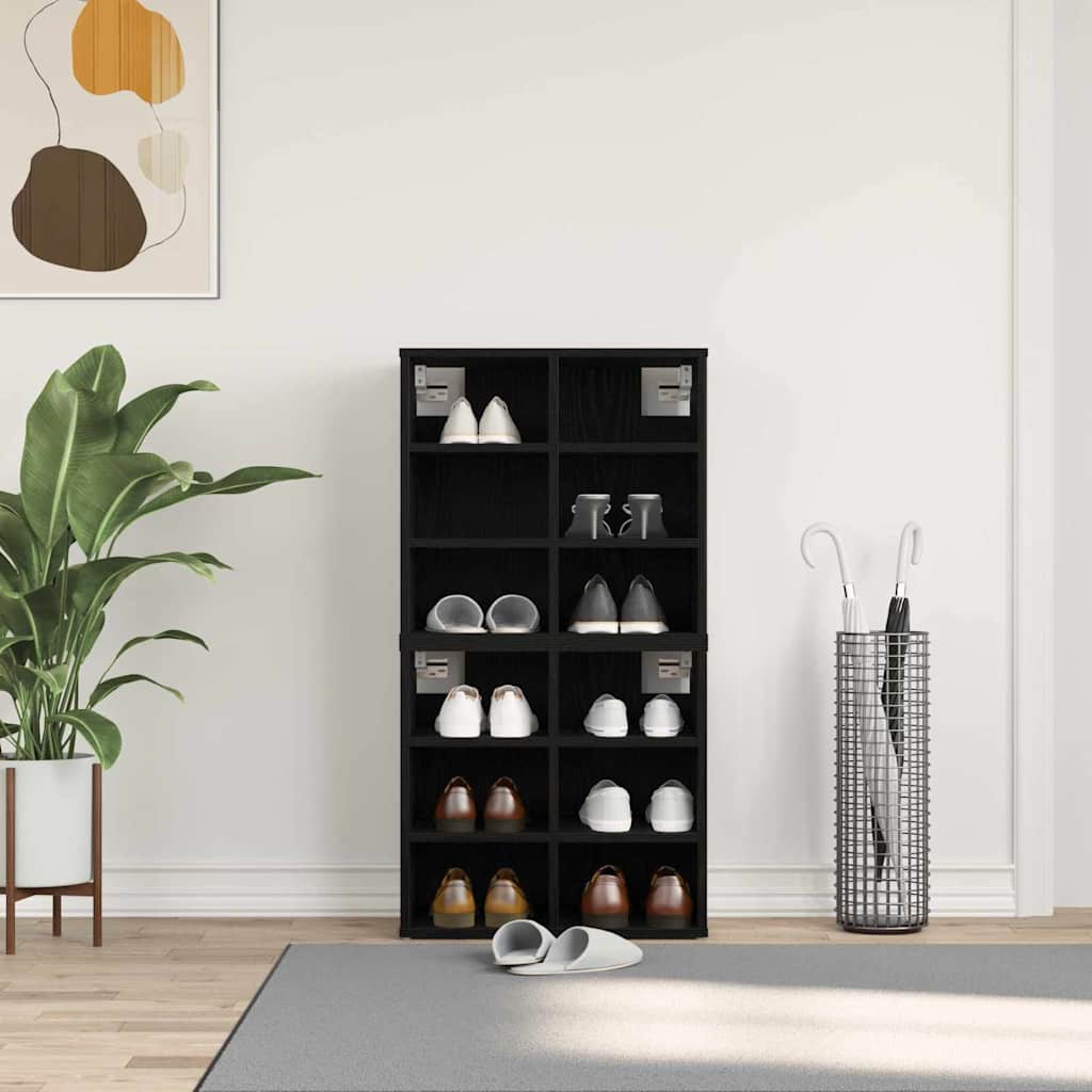 Shoe Cabinet 2 pcs Black Oak 20.47 x 11.81 x 19.88 in