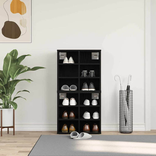 Shoe Cabinet 2 pcs Black Oak 20.47 x 11.81 x 19.88 in