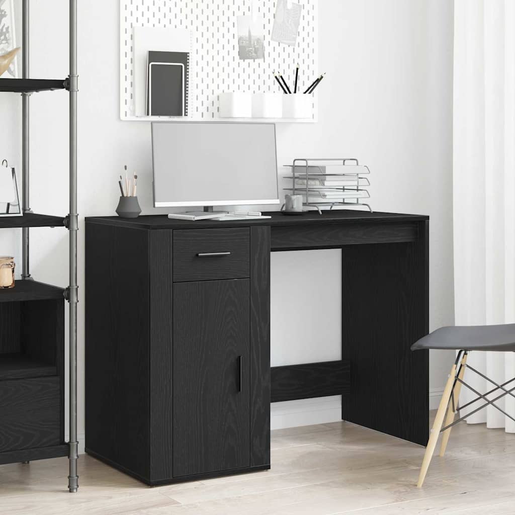 Desk with Drawer Black Oak 100 x 49 x 74 cm Engineered Wood