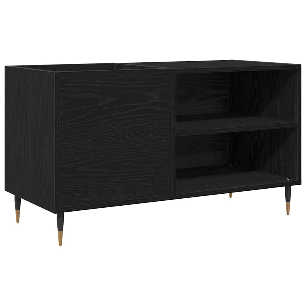 Record Cabinet with Shelf Black Oak 33.46 x 14.96 x 18.90 in