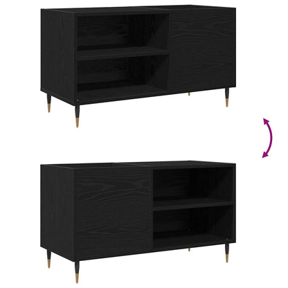 Record Cabinet with Shelf Black Oak 33.46 x 14.96 x 18.90 in