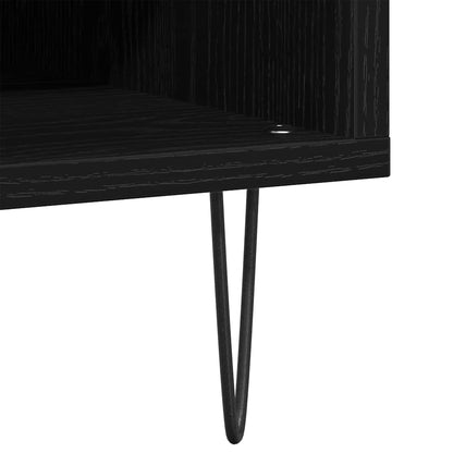 Record Cabinet with Shelf Black Oak 33.46 x 14.96 x 18.90 in