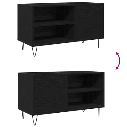 Record Cabinet with Shelf Black Oak 33.46 x 14.96 x 18.90 in