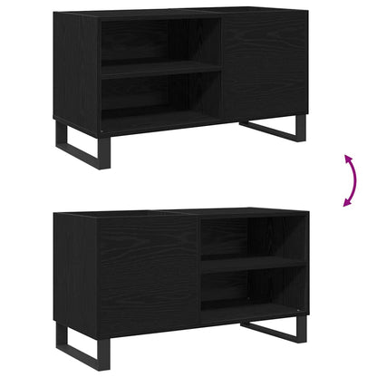 Record Cabinet with Shelf Black Oak 33.46 x 14.96 x 18.90 in