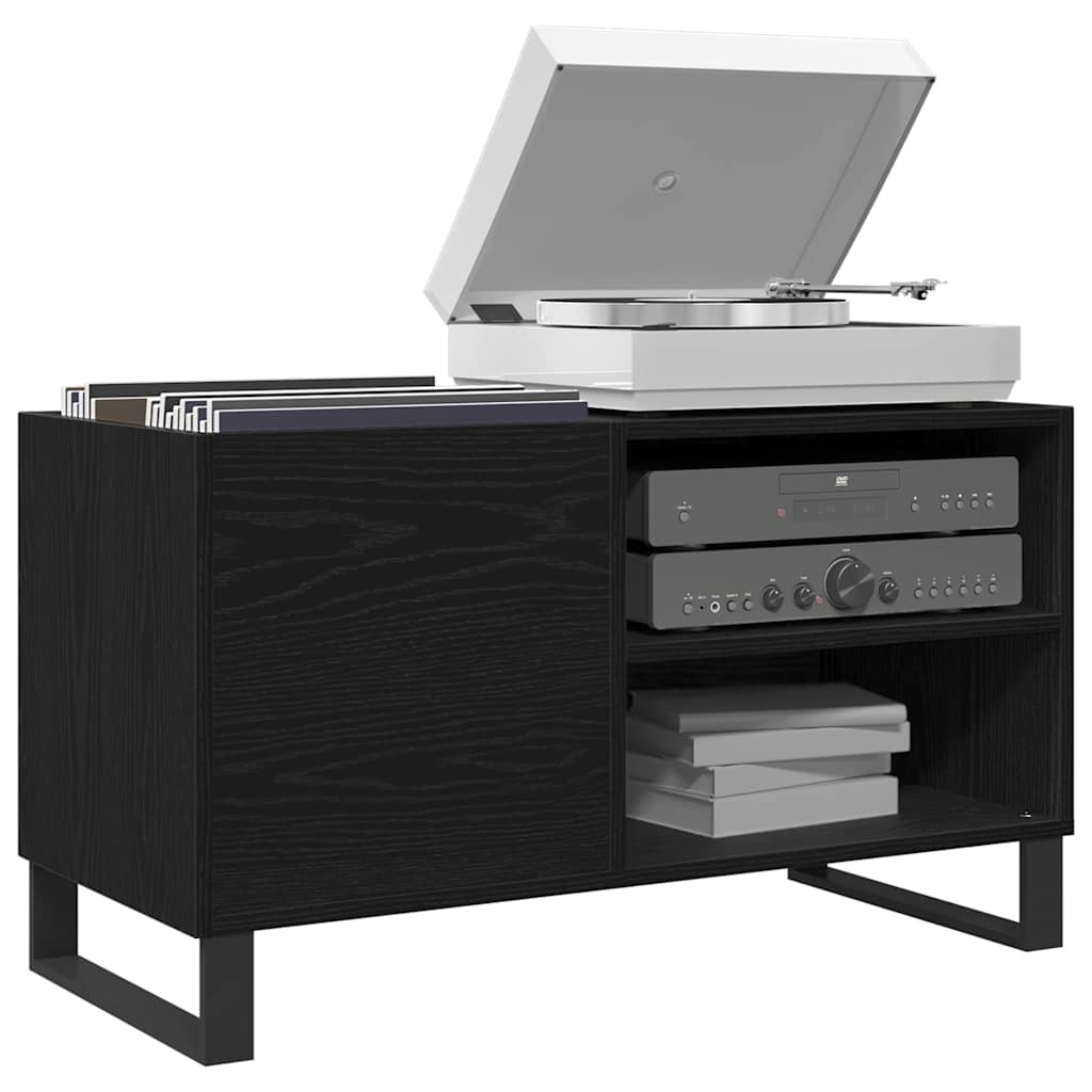 Record Cabinet with Shelf Black Oak 33.46 x 14.96 x 18.90 in